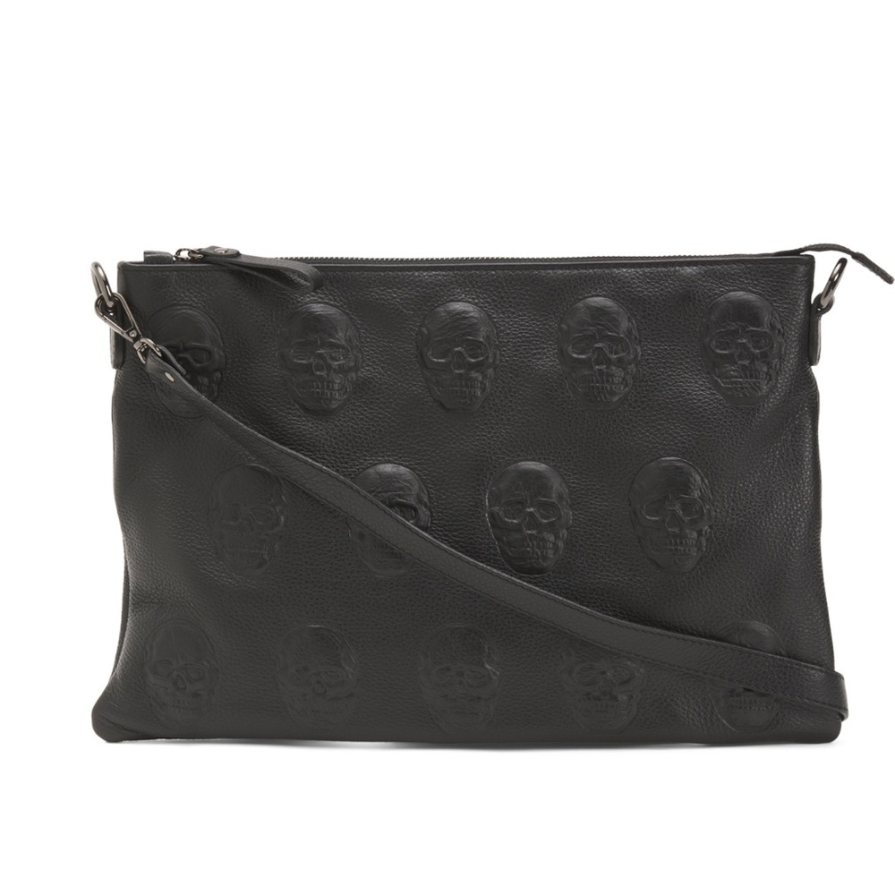 Leather skull embossed bag